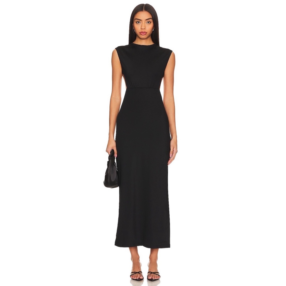 OW Collection x Revolve Dex Open Tie-Back Maxi Dress in Black Caviar